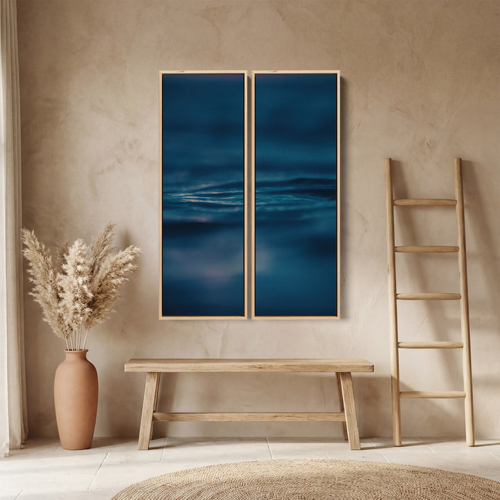 Calm Sea Surface 3 Piece Wall Art Set For Office In Deep Blue