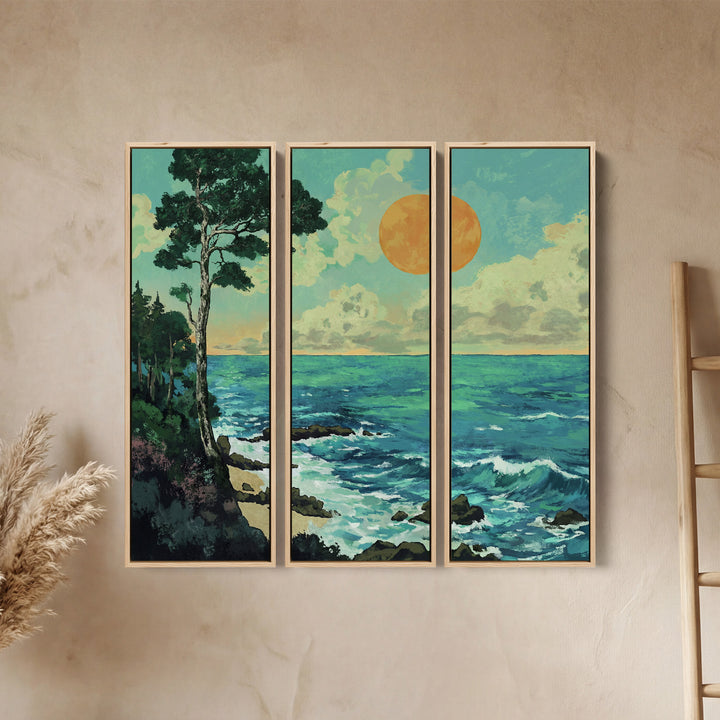 Coastal Ocean Cliff Extra Large Wall Art Set For Dining Room