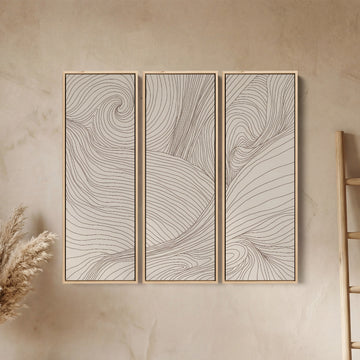 Swirling Contour Oversized Triptych Wall Art For Living Room