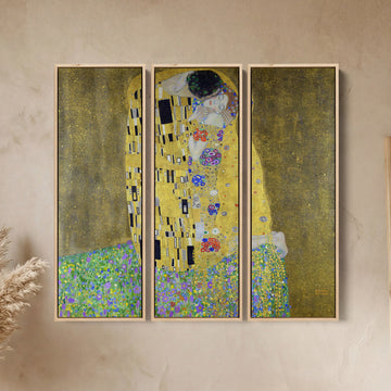 Triptych Wall Art Gustav Klimt The Kiss Set Of 3 For Living Room or Bedroom