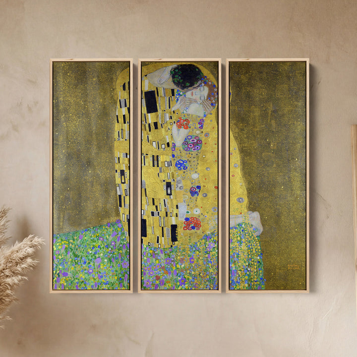 Triptych Wall Art Gustav Klimt The Kiss Set Of 3 For Living Room or Bedroom