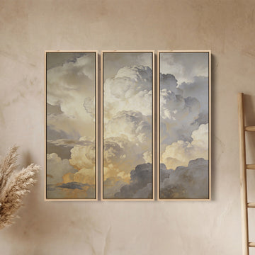Dramatic Clouds 3 Piece Wall Art Set for Hallway