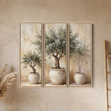 Olive Trees Triptych Wall Art for Kitchen