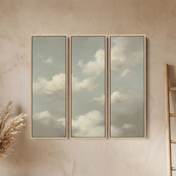 Triptych Wall Art Soft Clouds for Bedroom