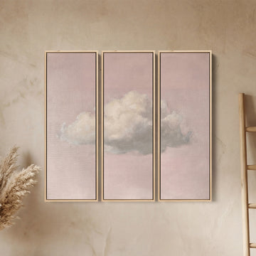 Pink Cloud Large Triptych Wall Art For Bedroom Walls