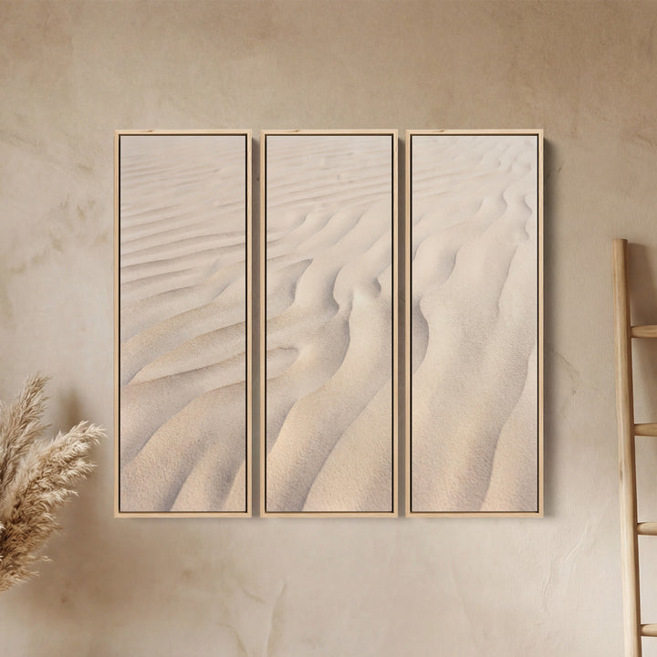 Wind Ripples Running Across White Sand 3 Piece Wall Art For A Bedroom