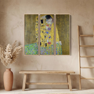 Triptych Wall Art Gustav Klimt The Kiss Set Of 3 For Living Room or Bedroom