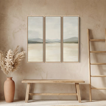 Soft Neutral Landscape Large Triptych Wall Art For Living Room