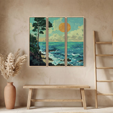 Coastal Ocean Cliff Extra Large Wall Art Set For Dining Room