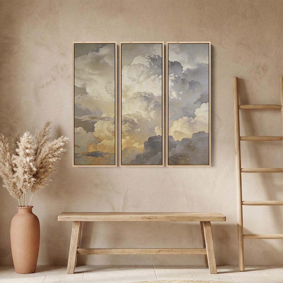 Dramatic Clouds 3 Piece Wall Art Set for Hallway