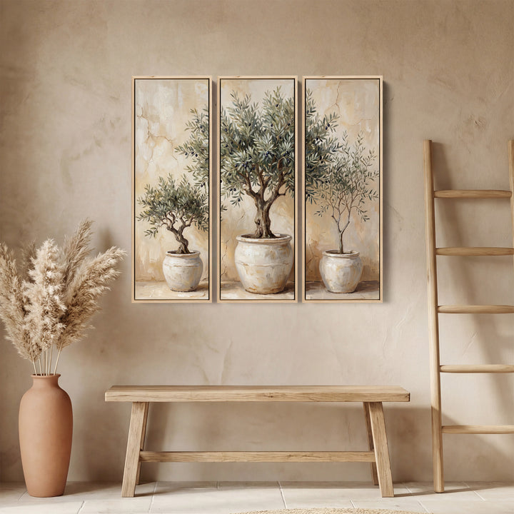 Olive Trees Triptych Wall Art for Kitchen