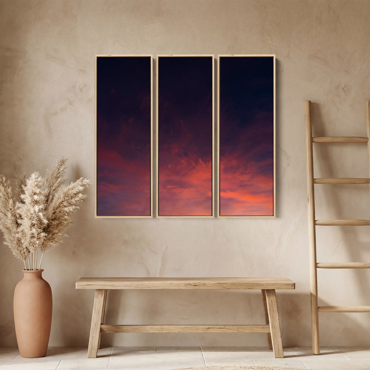 Dramatic Sunset Sky Oversized Canvas Wall Art Set For Dining Room