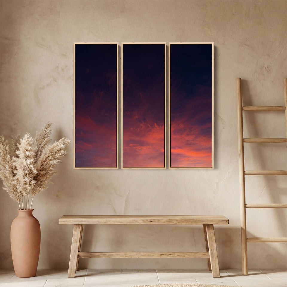 Dramatic Sunset Sky Oversized Canvas Wall Art Set For Dining Room