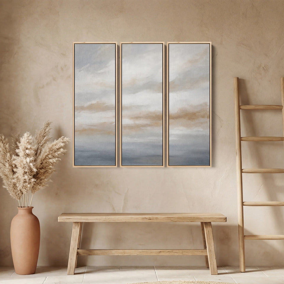 Soft Abstract Clouds Large Scale Wall Art Set For Office
