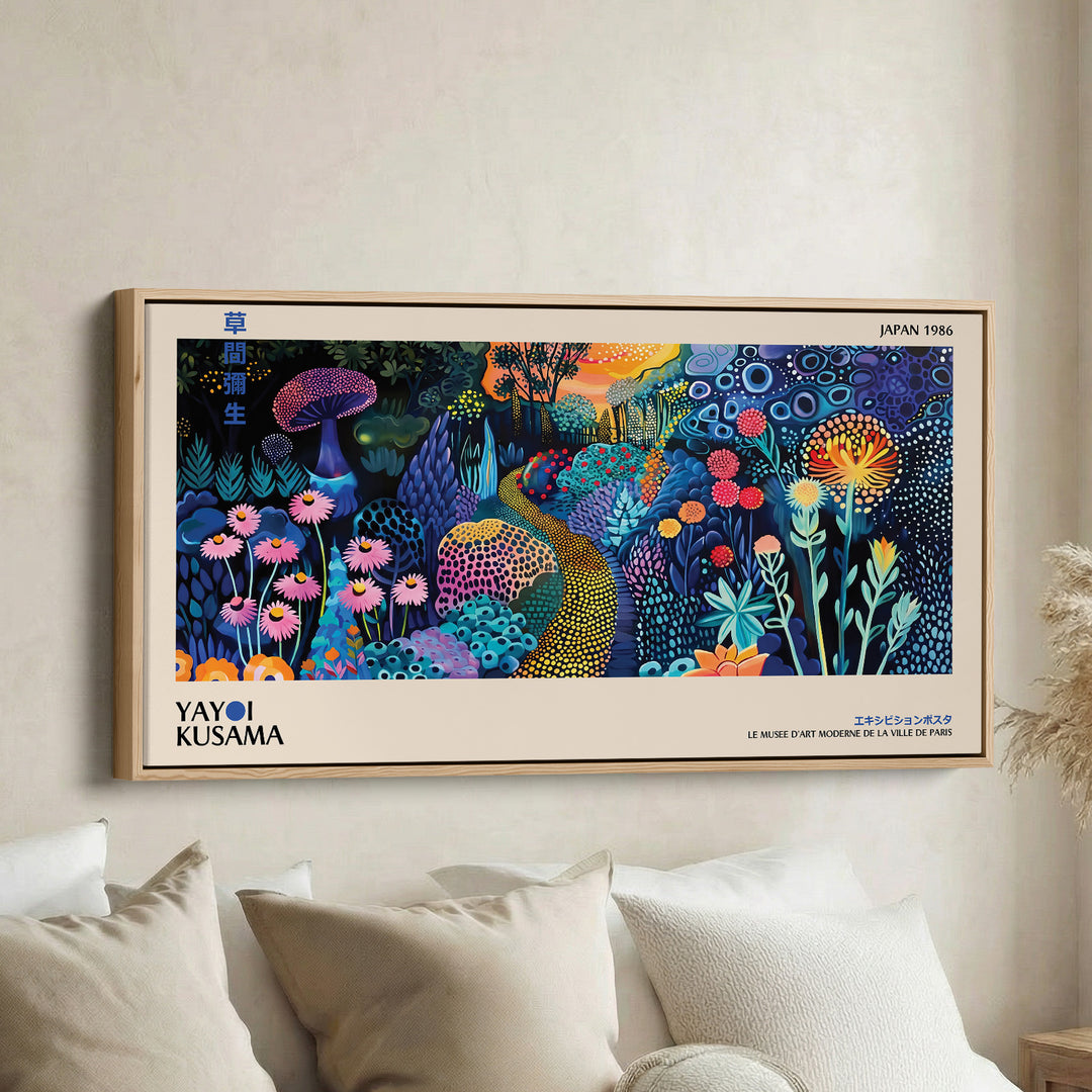 Yayoi Kusama Large Wall Art Night Garden With Dotted Path Extra Wide Canvas For Hallway