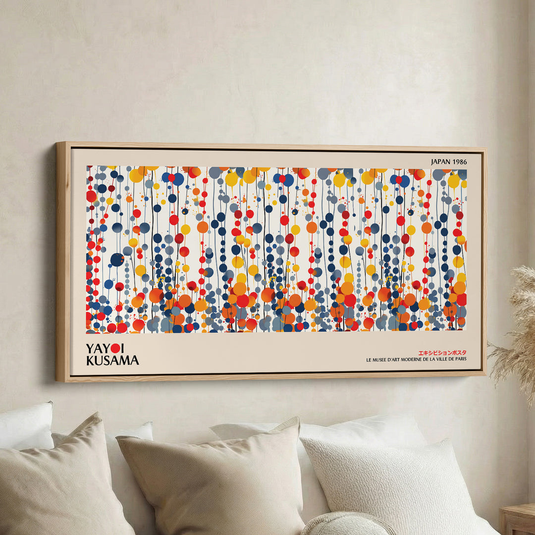 Yayoi Kusama Horizontal Wall Art Vertical Hanging Dot Pattern Statement Wall Decor For Office
