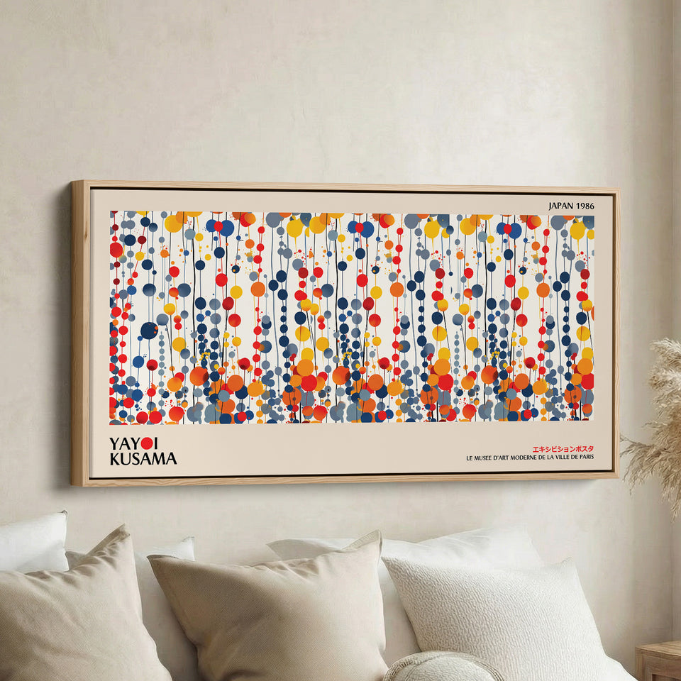 Yayoi Kusama Horizontal Wall Art Vertical Hanging Dot Pattern Statement Wall Decor For Office
