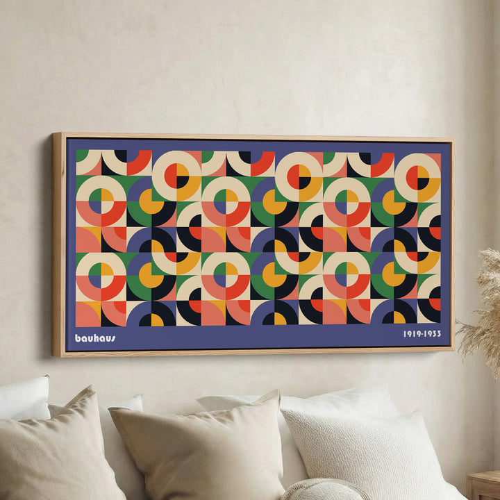 Bauhaus Panoramic Wall Art Circular Segment Pattern Extra Wide Canvas For Office
