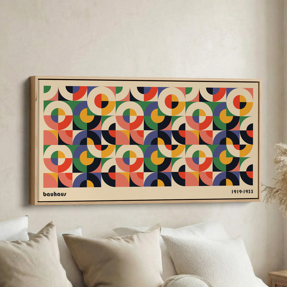 Bauhaus Long Wall Art Circular Segment Grid Horizontal Canvas Print For Living Room