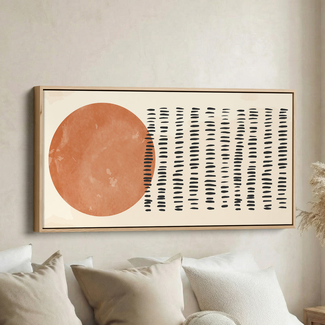 Horizontal Wall Art Abstract Sun And Line Pattern Panoramic Canvas Print For Bedroom