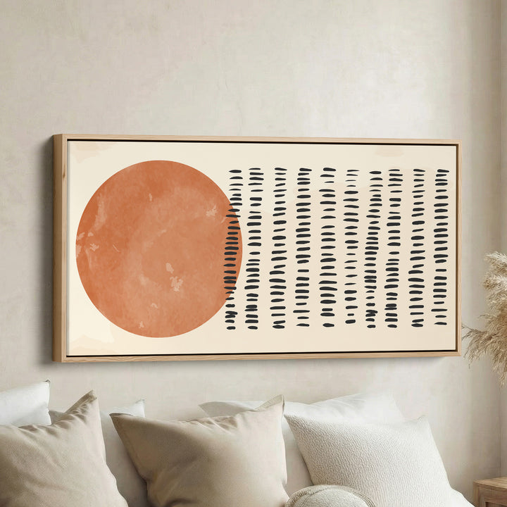 Horizontal Wall Art Abstract Sun And Line Pattern Panoramic Canvas Print For Bedroom