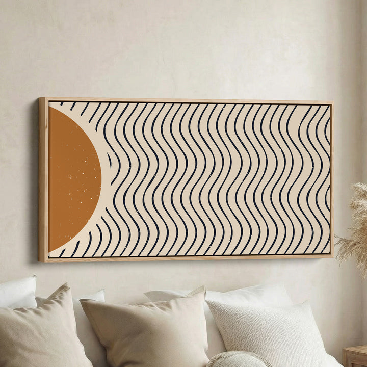 Wide Wall Art Abstract Wavy Line Pattern Extra Wide Canvas For Office