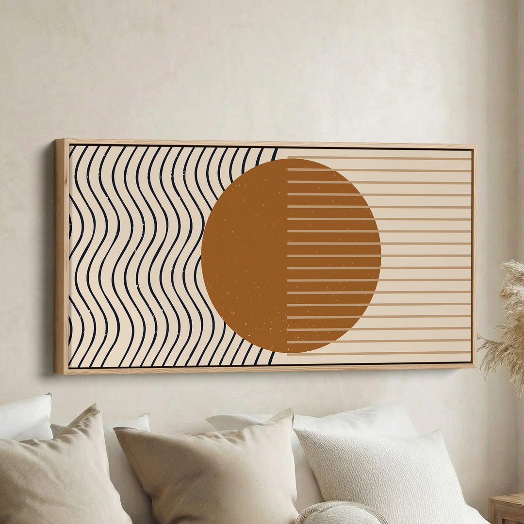 Large Wall Art Sun And Linear Abstract Pattern Oversized Wall Decor For Living Room