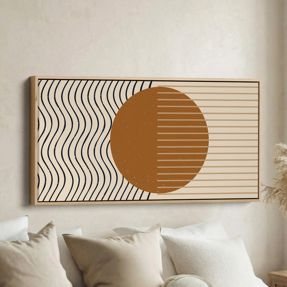 Large Wall Art Sun And Linear Abstract Pattern Oversized Wall Decor For Living Room