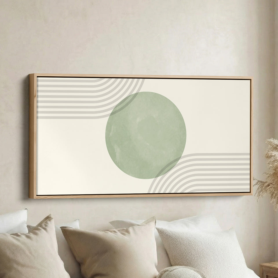 Wide Canvas Green Circle Composition Horizontal Canvas Print Bedroom