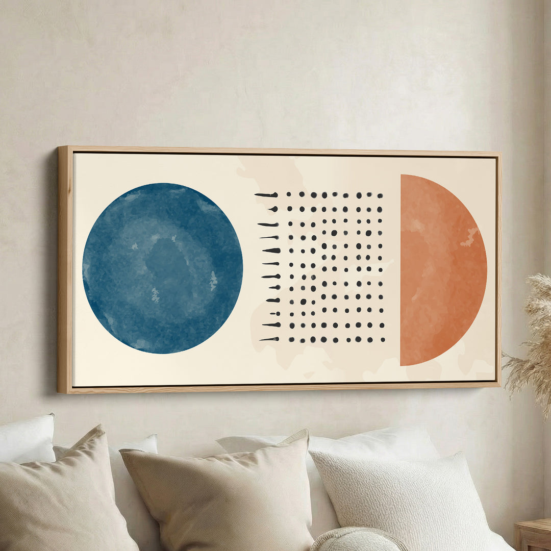 Large Wall Art Circle And Dot Layout Panoramic Canvas Print Living Room