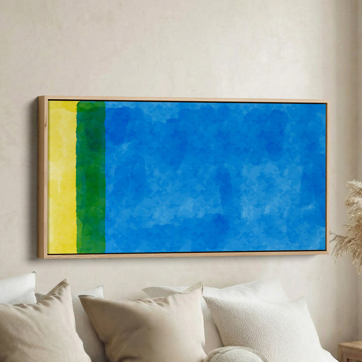 Wide Framed Canvas Vertical Colour Bands Statement Wall Decor Office