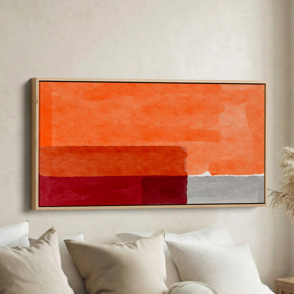 Art Mural Long Champs de Couleurs Abstraits Impression sur Toile Horizontale Salon