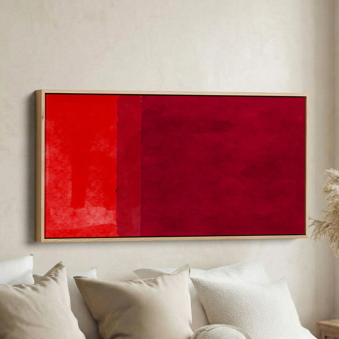 Horizontal Wall Art Red Colour Field Oversized Wall Decor Bedroom