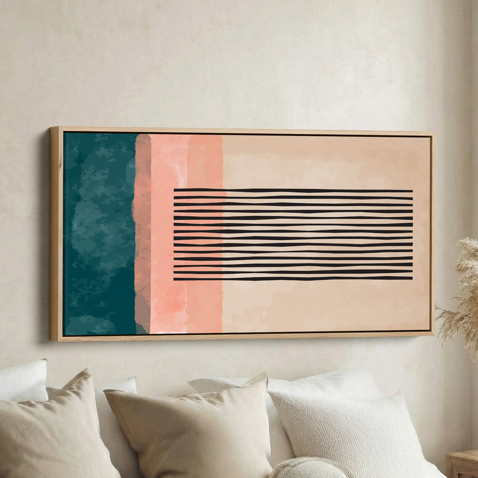 Wide Wall Art Abstract Bands Horizontal Canvas Print For Office
