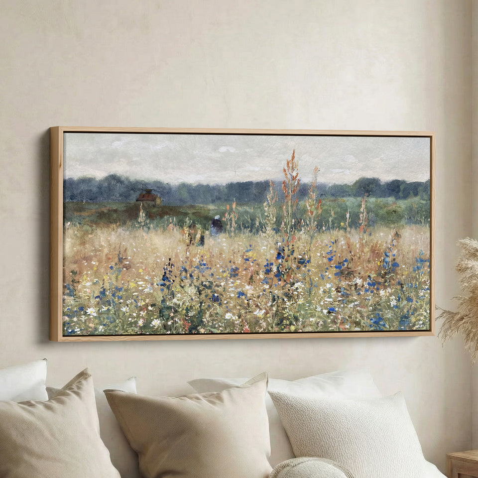 Wide Canvas Countryside Wildflower Field Extra Wide Canvas For Hallway