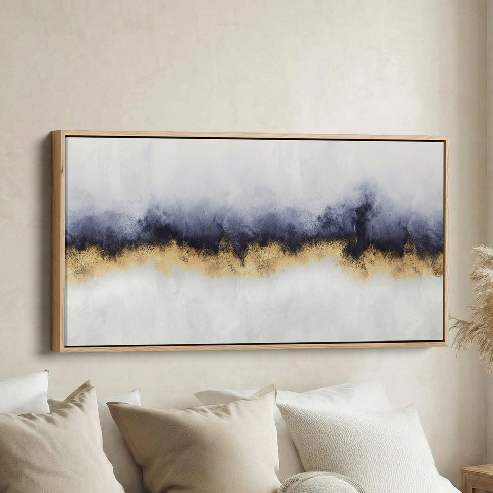 Abstract Gold Band Above Sofa Wall Art Horizontal Canvas Print Office
