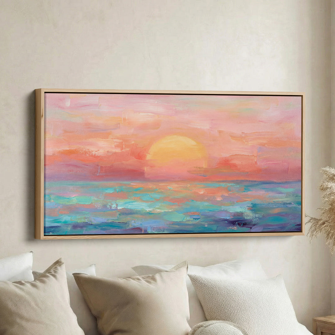 Pastel Sunset Large Wall Art Horizontal Canvas Print Kitchen