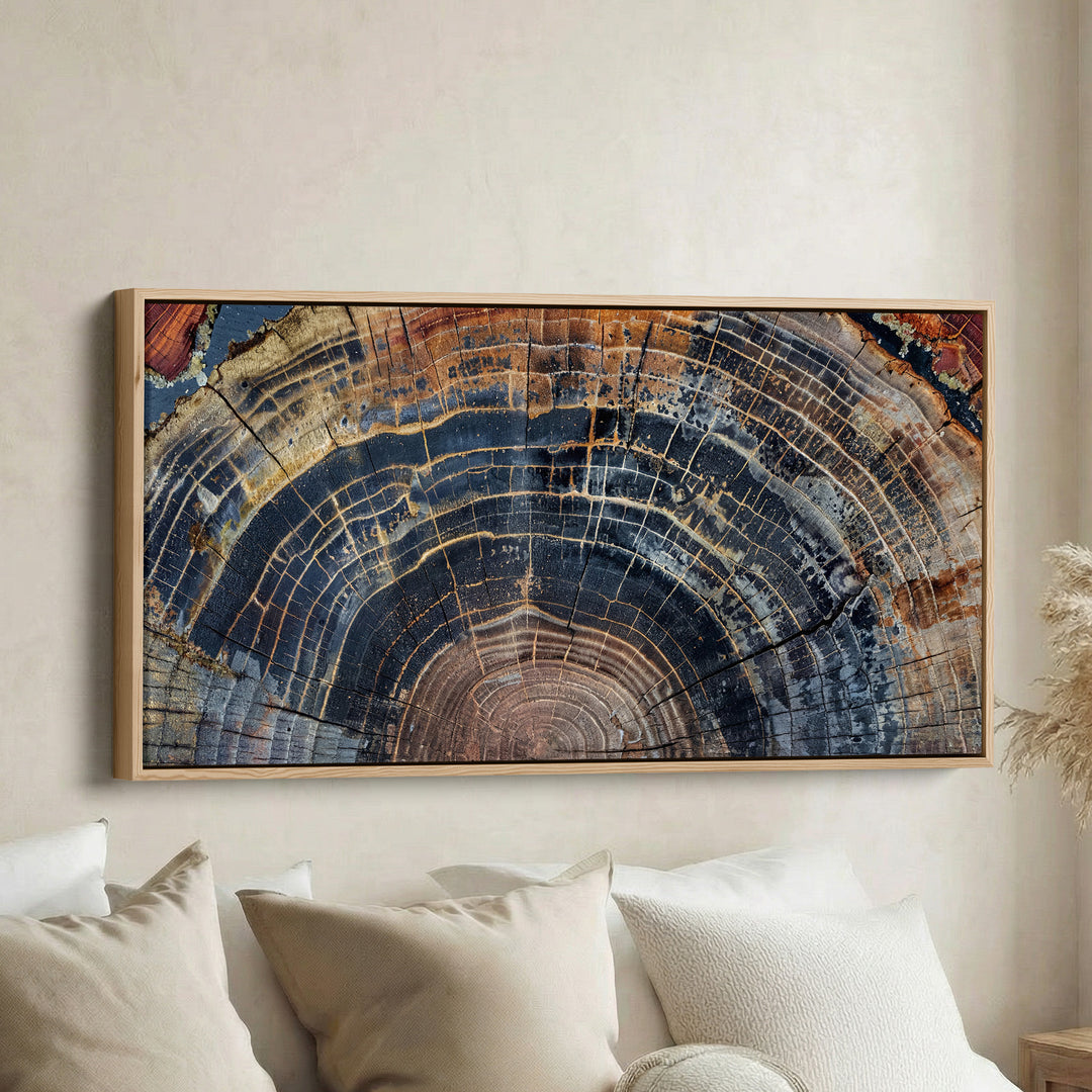 Tree Rings Wide Framed Canvas Extra Wide Canvas Office