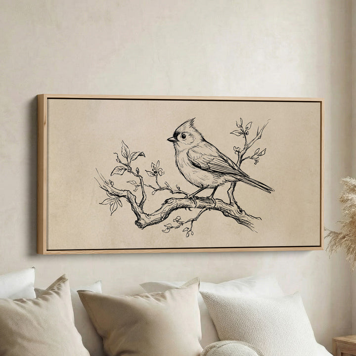 Deux croquis d'oiseaux Œuvre murale panoramique Décoration murale surdimensionnée pour bureau
