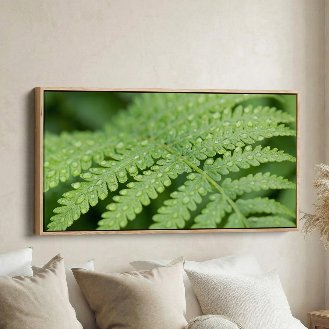 Botanical Detail Horizontal Wall Art Fern Leaf Horizontal Canvas Print For Bedroom