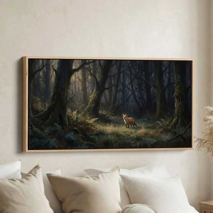 Forest Fox Above Bed Wall Art Framed Canvas Print For Living Room