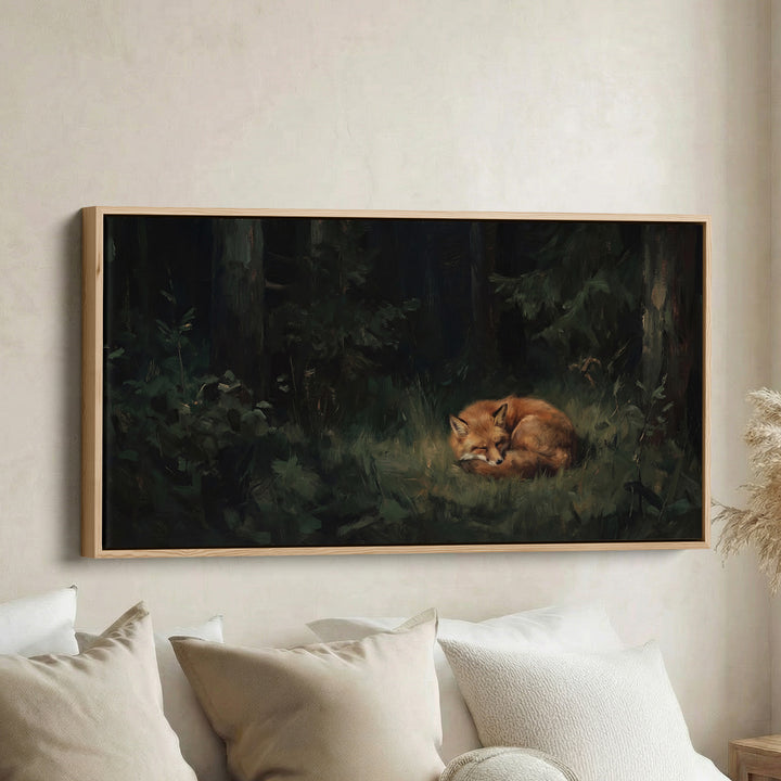 Sleeping Fox Wall Art Panoramic Canvas Print For Bedroom