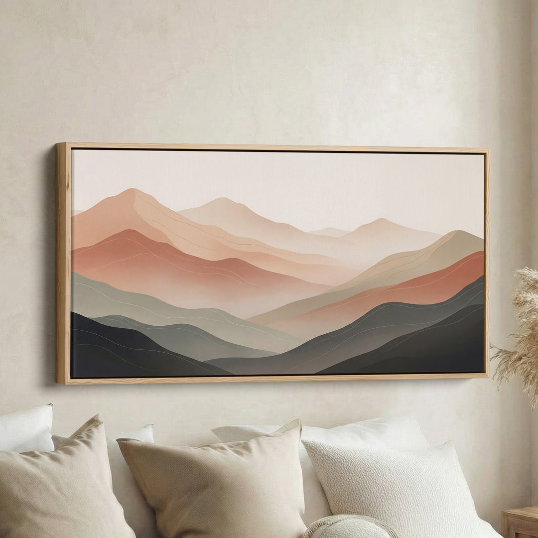 Layered Silhouettes Long Wall Art Extra Wide Canvas For Hallway