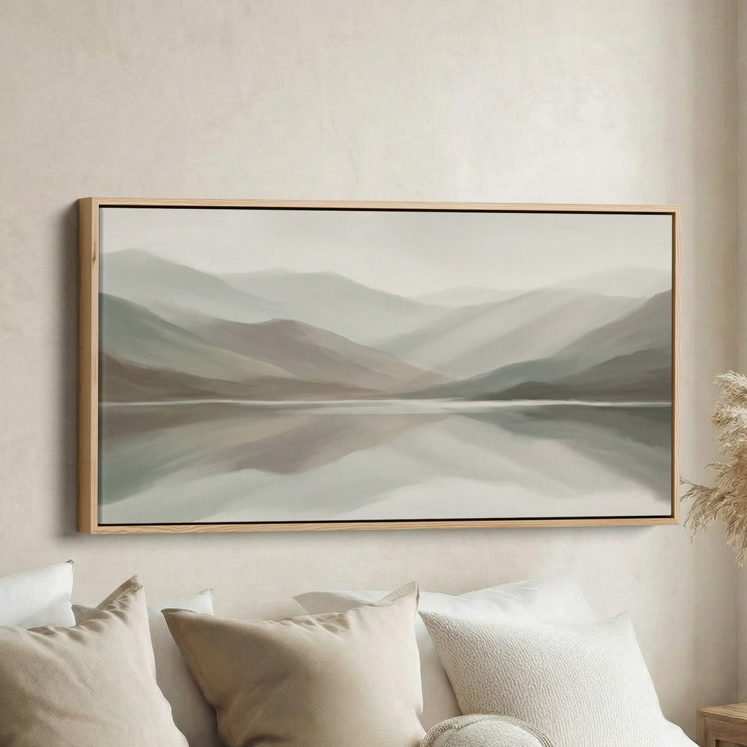 Misty Mountains Above Soft Wall Art Panoramic Canvas Print For Office