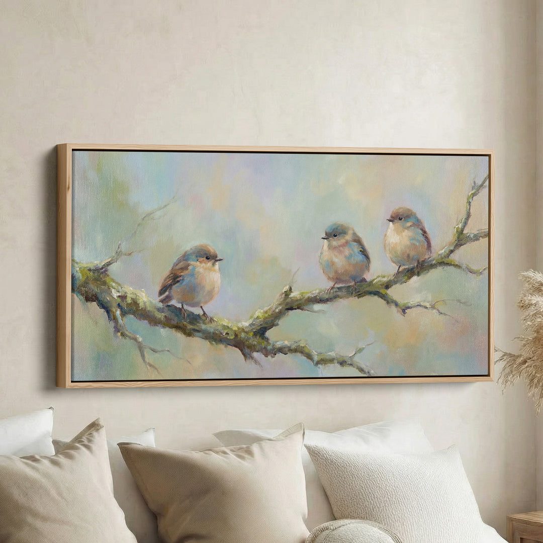Three Birds Panoramic Wall Art Statement Wall Decor For Office