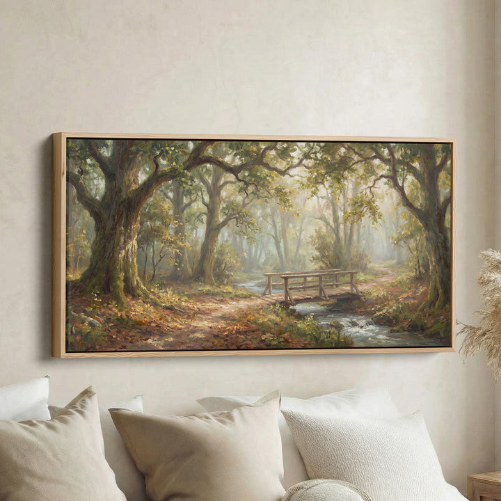 Waldbrücke Breite Gerahmte Leinwand Übergroße Wanddekoration Für Wohnzimmer