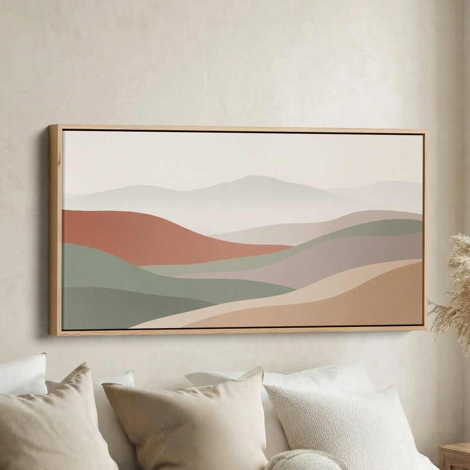 Horizontal Wall Art Layered Abstract Waves Statement Wall Decor Bedroom
