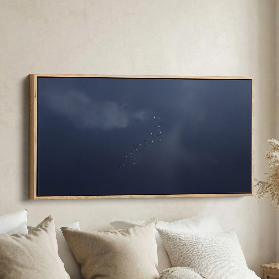 Above Bed Wall Art Birds In Dark Sky Oversized Wall Decor Bedroom