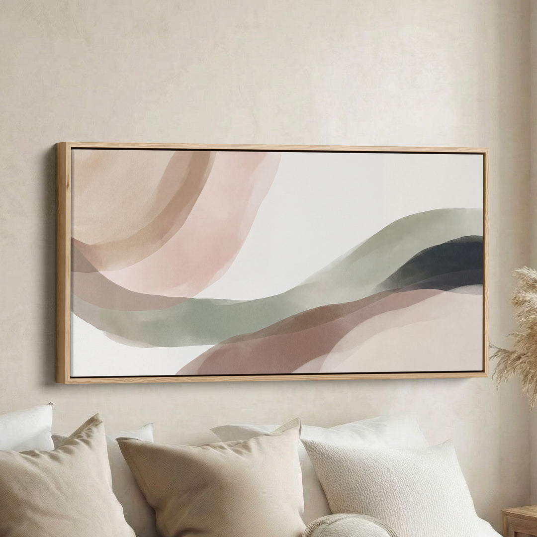 Above Soft Wall Art Abstract Flowing Forms Horizontal Canvas Print Living Room
