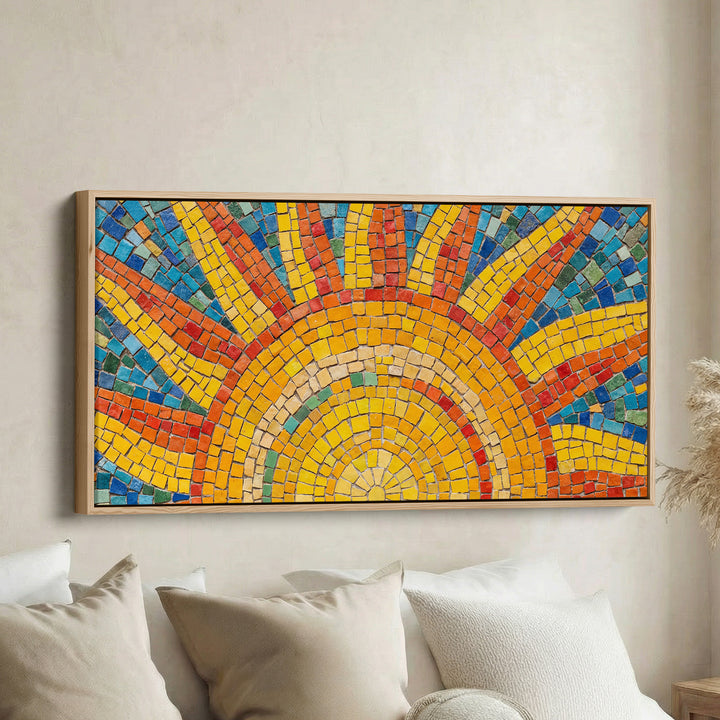 Large Wall Art Mosaic Sunburst Tiles Statement Wall Decor Hallway